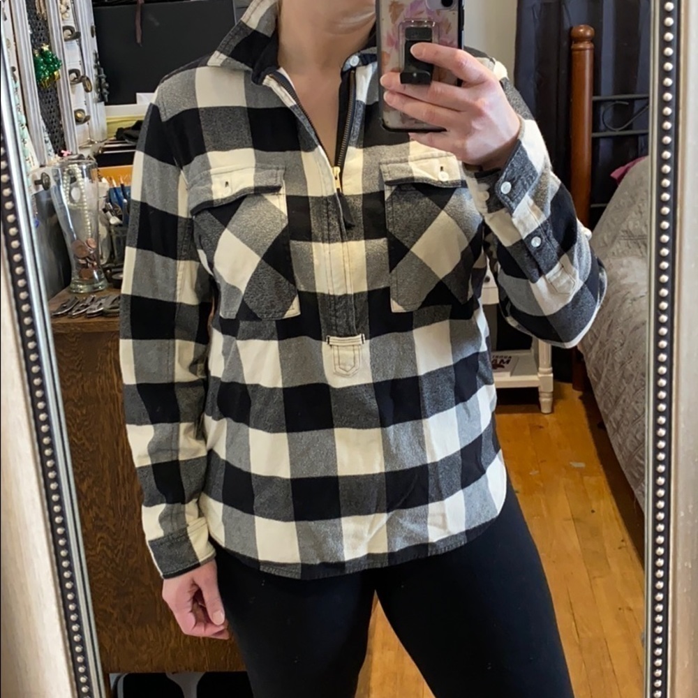 J Crew Buffalo Plaid 1/2 Zip Flannel Shirt EUC - Picture 16 of 16